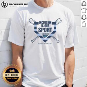 Awesome Inclusion Is Our Sport Autism Acceptance T-Shirt design featuring vibrant colors and inclusive messaging.