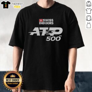 Alt Text: Stylish Nice Swiss Indoors Basel ATP 500 T-shirt featuring logo and vibrant design, perfect for tennis fans.