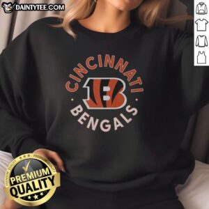 Hot Cincinnati Bengals circle sweatshirt featuring team logo and vibrant colors, perfect for game day style.
