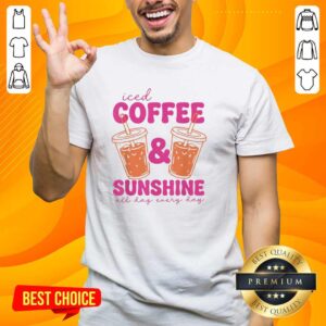 Alt Text: Pretty orange juice iced coffee graphic t-shirt showcasing sunshine vibes for summer days.