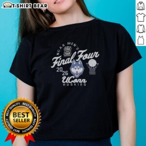 Alt Text: UConn Huskies 2026 NCAA Men's Final Four ladies tee featuring vibrant team colors and stylish design.