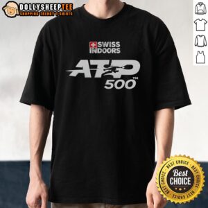 Top Swiss Indoors Basel ATP 500 T-Shirt featuring vibrant design and logo, perfect for tennis fans and event attendees.