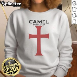 Alt Text: Good Camel Tobacco graphic sweatshirt in red featuring a Templar design, perfect for casual style and comfort.