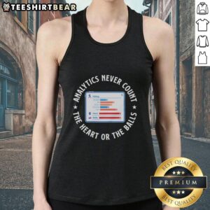 Awesome Analytics tank top featuring 'Never Count The Heart Or The Balls' slogan, perfect for data enthusiasts.
