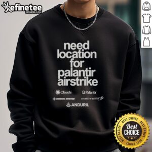 Cozy Palantir Airstrike sweatshirt displayed in a trendy urban setting, perfect for casual wear and tech enthusiasts.