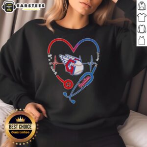 Alt Text: Hot Cleveland Guardians sweatshirt featuring stethoscope and heartbeat design, a perfect gift for sports and health lovers.