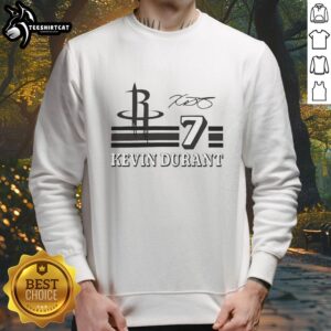 Kevin Durant Houston Rockets sweatshirt featuring signature name and number, perfect for fans and collectors.