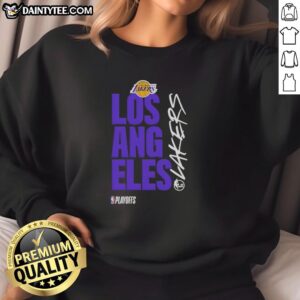 Official Los Angeles Lakers Playoff Logo Sweatshirt featuring vibrant team colors and iconic logo for fans.