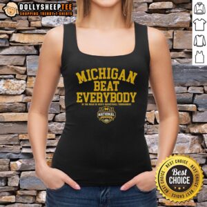 Official Michigan Wolverines NCAA DI MBB 2026 National Champions tank top featuring team colors and logo.