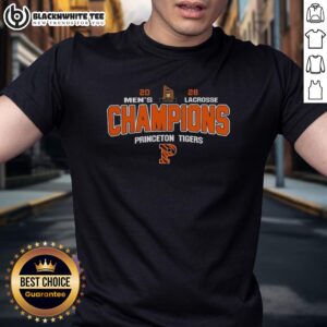 Princeton Tigers 2026 Ivy League Men's Lacrosse Tournament Champions T-Shirt showcasing team pride and victory.