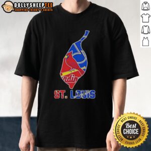 Nice St. Louis Sports Teams graphic transfer state T-shirt showcasing local pride and team spirit in vibrant colors.
