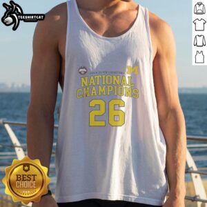 Alt Text: Premium NCAA Division I Men's Basketball Michigan 26 National Champions tank top showcasing team pride and style.