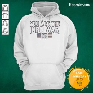 Alt Text: American flag hoodie featuring 'You Are The Info War' design from Info Wars, perfect for patriotic fans.