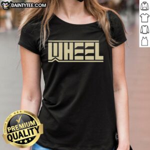 Premium Wheel logo on a stylish ladies tee, showcasing a blend of comfort and fashion for casual wear.