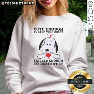 Official Peanuts Snoopy Nurse sweatshirt with cute design, perfect for healthcare professionals and Snoopy fans.