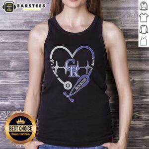 Hot Colorado Rockies stethoscope heartbeat tank top showcasing a stylish design for healthcare professionals and mountain lovers.