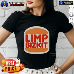 Alt Text: Awesome Limp Bizkit Burger King parody logo on a stylish ladies tee, blending music and fast food culture.