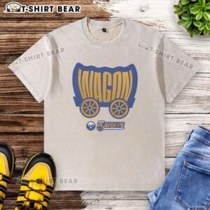 Premium Buffalo Sabres Wagon 2026 Playoffs Washed T-Shirt featuring team logo and stylish design for avid fans.