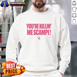 Alt Text: Awesome Jacksonville Jumbo Shrimp 'Youre Killin Me' Scampi sweatshirt featuring vibrant graphics and comfortable design.