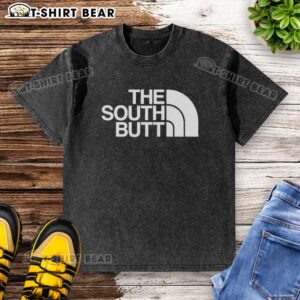Alt Text: Awesome The South Butt logo on a stylish washed t-shirt, perfect for casual wear and showcasing fun Southern pride.
