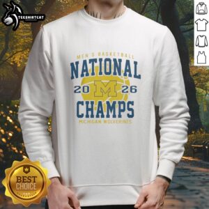 Alt Text: Premium Michigan Wolverines 2026 NCAA Men's Basketball National Championship Game sweatshirt in Indianapolis, Indiana.