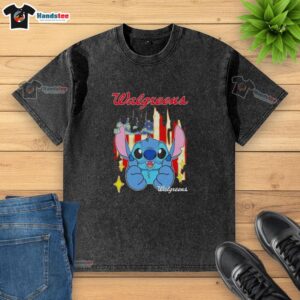 Alt Text: Nice Stitch Like Walgreens USA Flag Washed T-Shirt featuring a vintage design and soft fabric, perfect for casual wear.