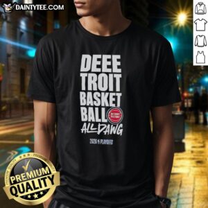 Top Detroit Pistons Dee Troit Basketball All Dawg 2026 NBA Playoffs logo T-shirt featuring vibrant team colors and design.