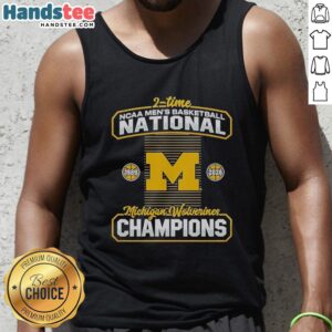 Premium Michigan Wolverines 2-Time NCAA Men's Basketball National Champions 2026 tank top featuring team colors and logo.