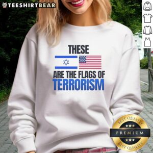 Stylish sweatshirt featuring Israel and USA flags, symbolizing unity against terrorism. Perfect for casual wear.