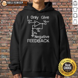 Top I Only Give Negative Feedback Hoodie - stylish black hoodie with bold text design, perfect for casual wear.