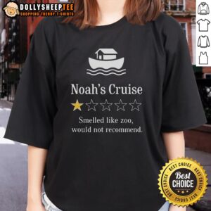 Disappointing ladies tee featuring 'Good Noah's Cruise Smelled Like Zoo' with a one-star rating graphic.