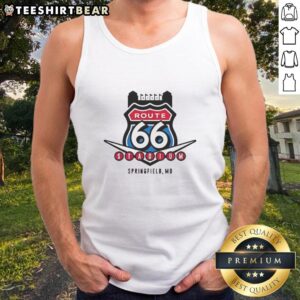 Stylish tank top featuring Route 66 Stadium design, Springfield, Missouri, perfect for summer adventures and sports enthusiasts.