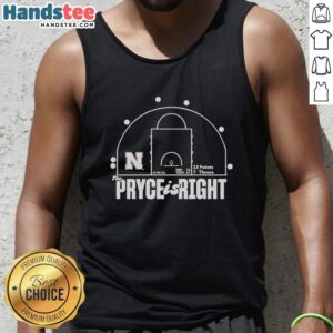Premium The Pryce Is Right Nebraska Cornhuskers tank top featuring 23 points and 7 threes design, perfect for fans.