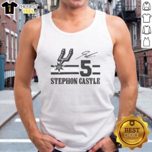 Top Spurs Stephon Castle Signature Jersey T-Shirt - Image 4