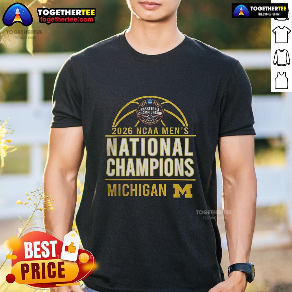 Official 2026 NCAA Men's Basketball National Champions Michigan Wolverines T-Shirt Alt Text: Official 2026 NCAA Men's Basketball National Champions Michigan Wolverines T-Shirt featuring team colors and logo.