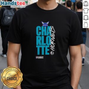 Stylish Charlotte Hornets Playoff NBA 2026 T-Shirt featuring vibrant team colors and logo, perfect for fans.