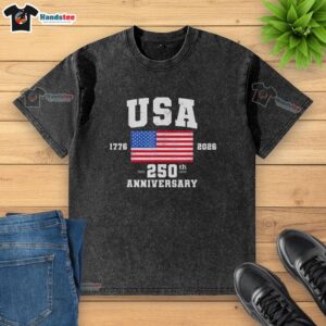 Alt Text: Patriotic 4th of July USA flag washed t-shirt for 250th anniversary, celebrating American pride and freedom.