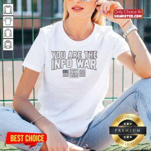 Pretty You Are The Info War Info Wars American Flag Ladies Tee showcasing a stylish design celebrating patriotism.