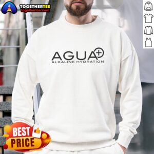 Top Agua Alkaline Hydration logo sweatshirt showcasing a stylish design for health-conscious individuals.