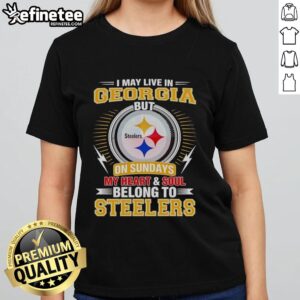 Pretty Pittsburgh Steelers ladies tee, showing team pride with 'My heart and soul belong to Steelers' design.
