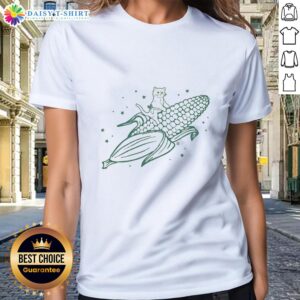 Awesome Gary riding corn graphic on a stylish ladies tee, perfect for fun casual wear and unique fashion statements.