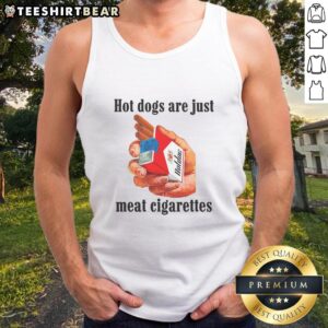 Alt Text: Awesome hot dogs are just meat cigarettes tank top featuring a fun graphic design for food lovers.