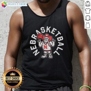Alt Text: Awesome Nebrasketball Herbie Husker tank top featuring vibrant team colors and logo, perfect for fans and summer wear.