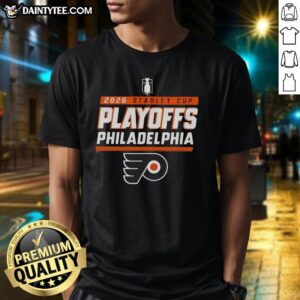Top Philadelphia Flyers NHL Stanley Cup Playoffs 2023 T-Shirt featuring team colors and logo, perfect for fans.