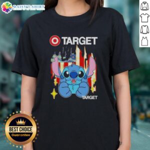 Good Stitch Like Target USA Flag Ladies Tee featuring a stylish American flag design for patriotic fashion lovers.