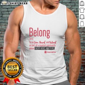 Cincinnati Youth Choir Belong Tank Top in vibrant colors, featuring the choir logo, perfect for young singers.