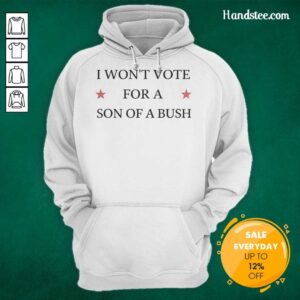 Drew Barrymore wearing an I Won't Vote For A Son Of A Bush hoodie, showcasing her political stance and fashion style.