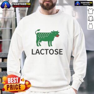 Top Lactose Cow Parody Logo Sweatshirt featuring a playful cow design, perfect for humor and dairy lovers.