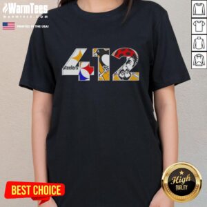 Good Pittsburgh Area Code 412 Sports Teams Ladies Tee featuring vibrant design celebrating local sports culture.