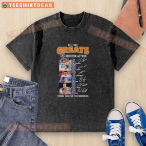 Alt Text: Official Houston Astros all-time greats names and signatures t-shirt featuring player autographs and team logo.